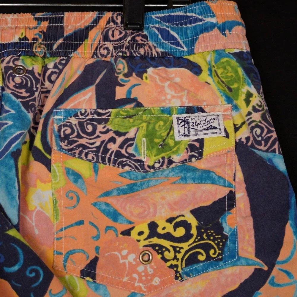 Polo‎ Ralph Lauren Swim Shorts Mens L Multi Color Tropical Floral Cotton/Nylon